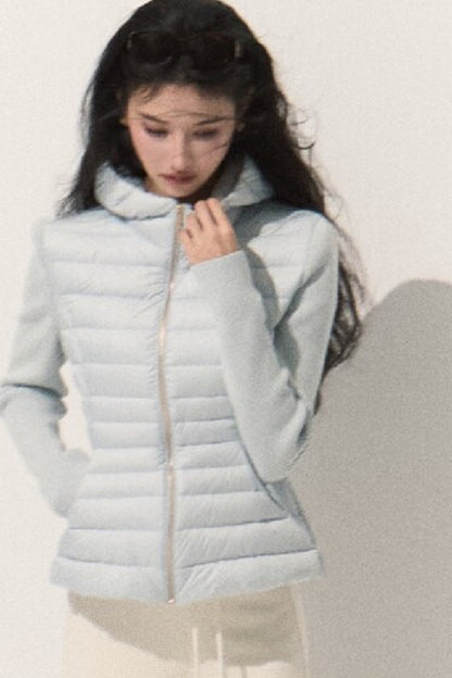 Knitted Patchwork Ribbed Down Jacket