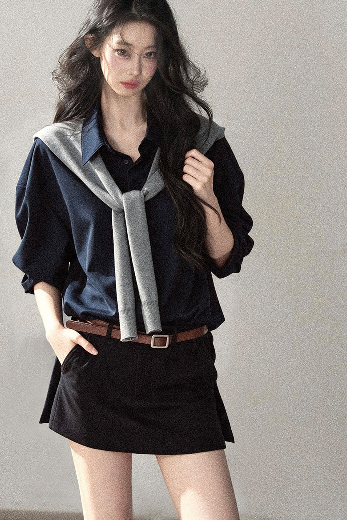 Preppy Layered Polo Dress Set