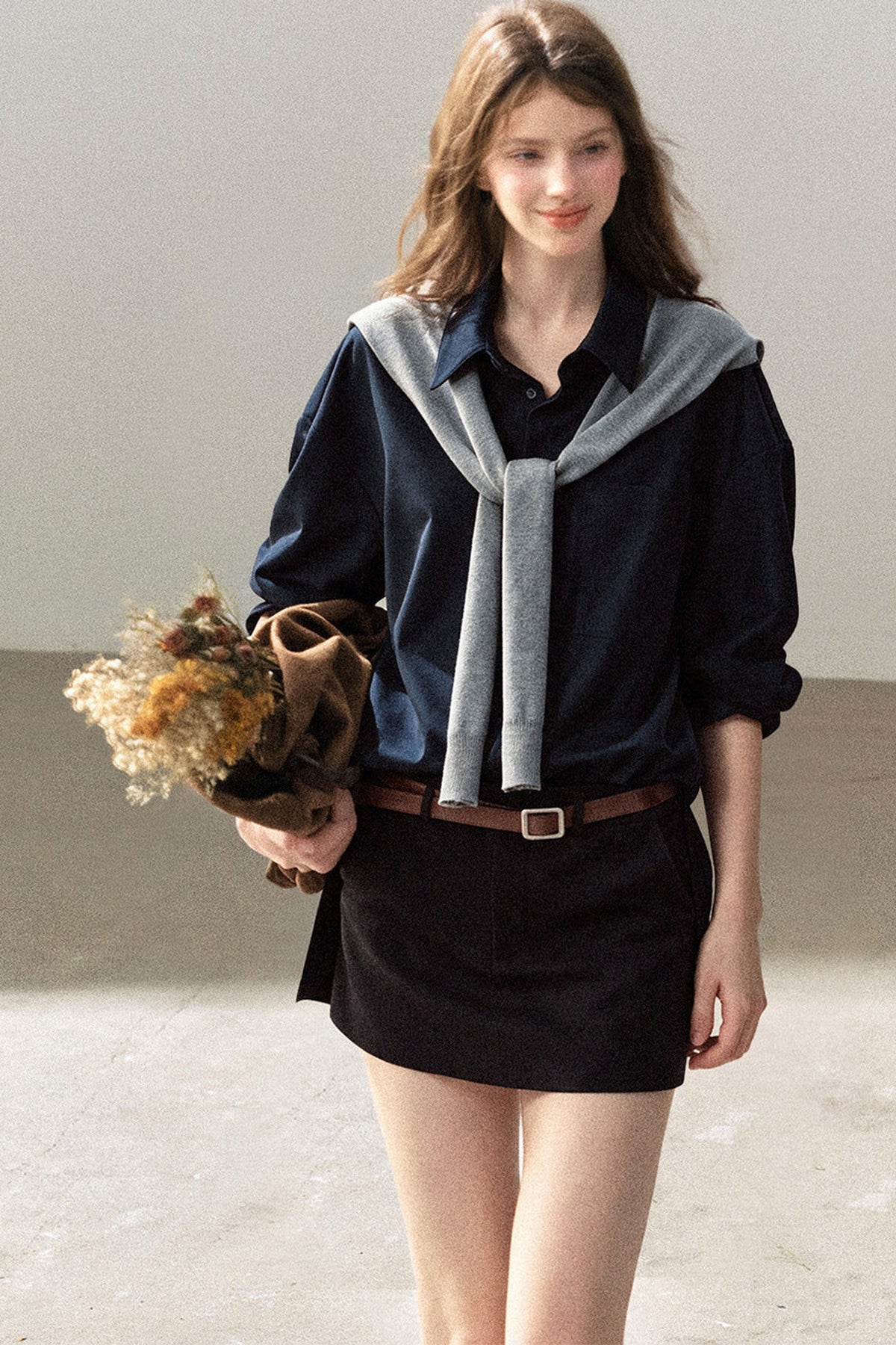 Preppy Layered Polo Dress Set
