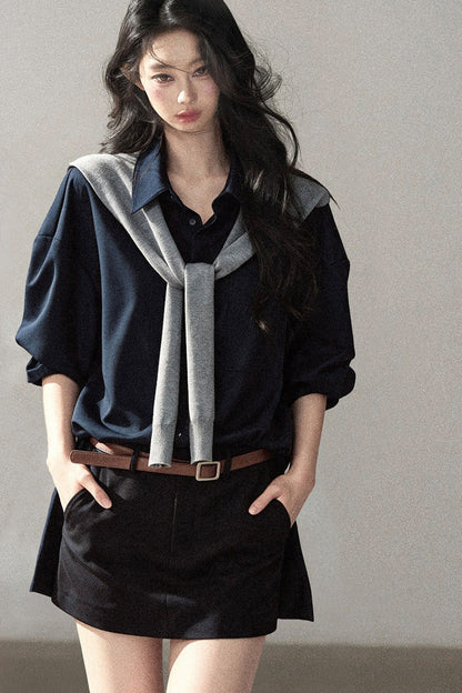 Preppy Layered Polo Dress Set