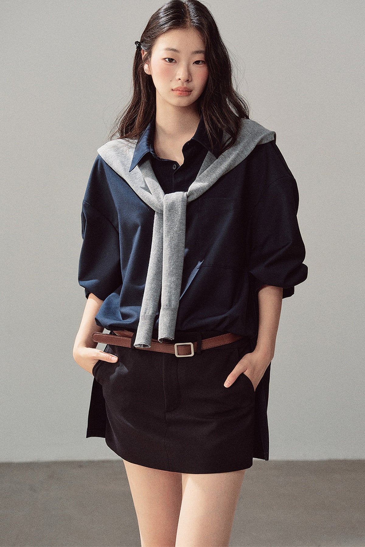 Preppy Layered Polo Dress Set