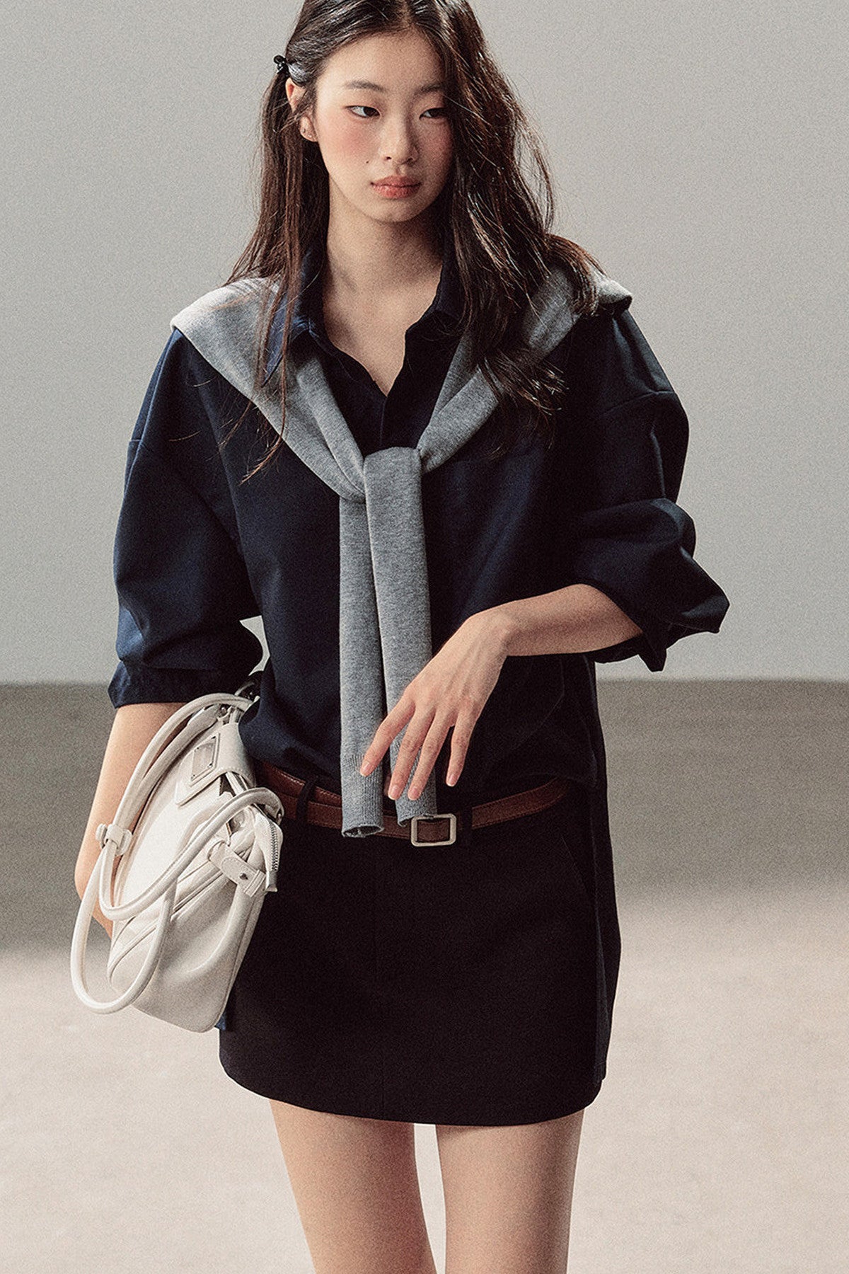 Preppy Layered Polo Dress Set