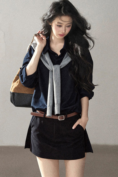 Preppy Layered Polo Dress Set