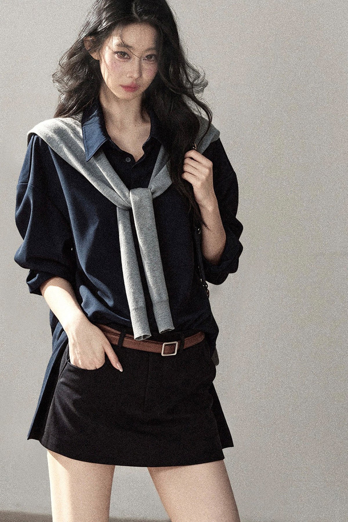 Preppy Layered Polo Dress Set