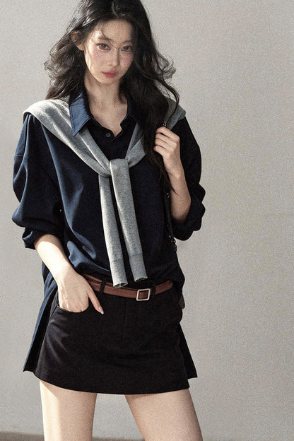 Preppy Layered Polo Dress Set