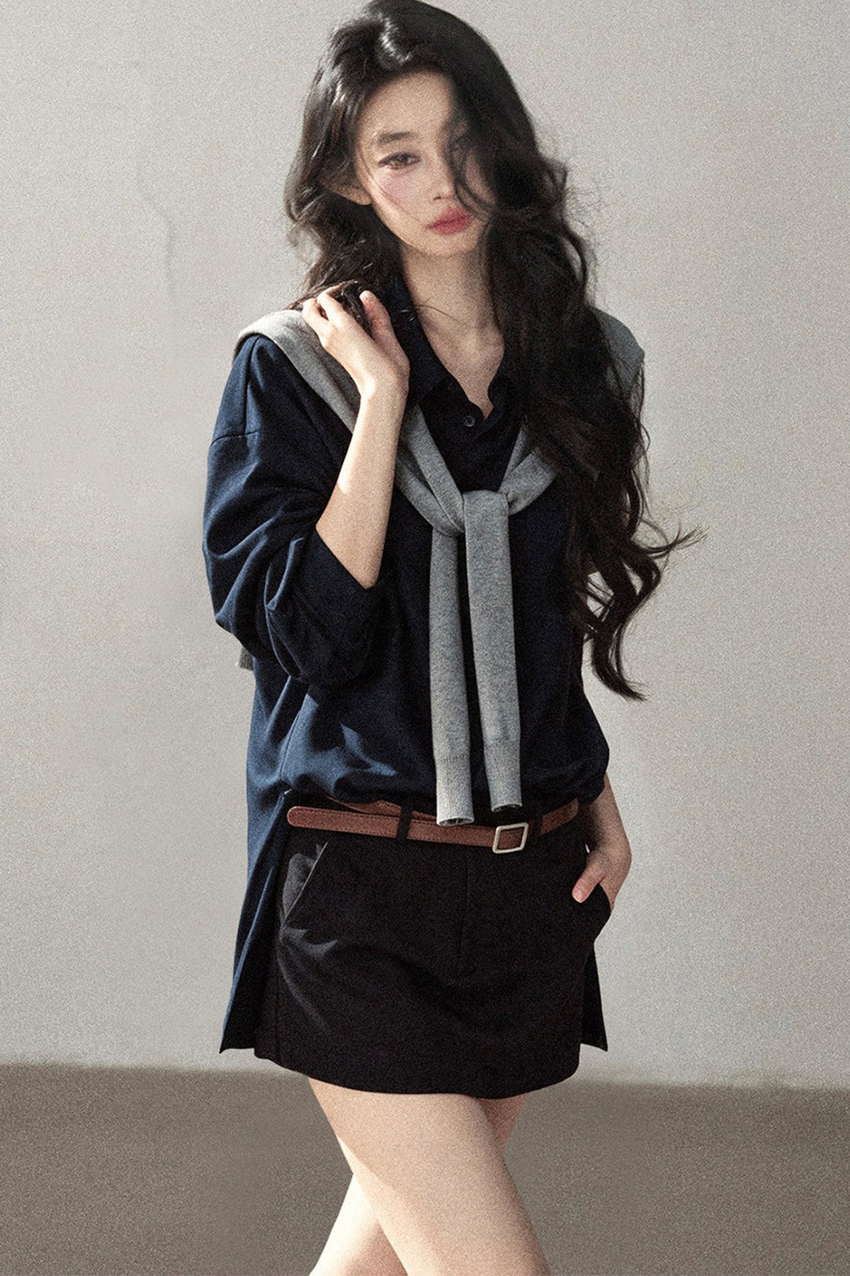 Preppy Layered Polo Dress Set