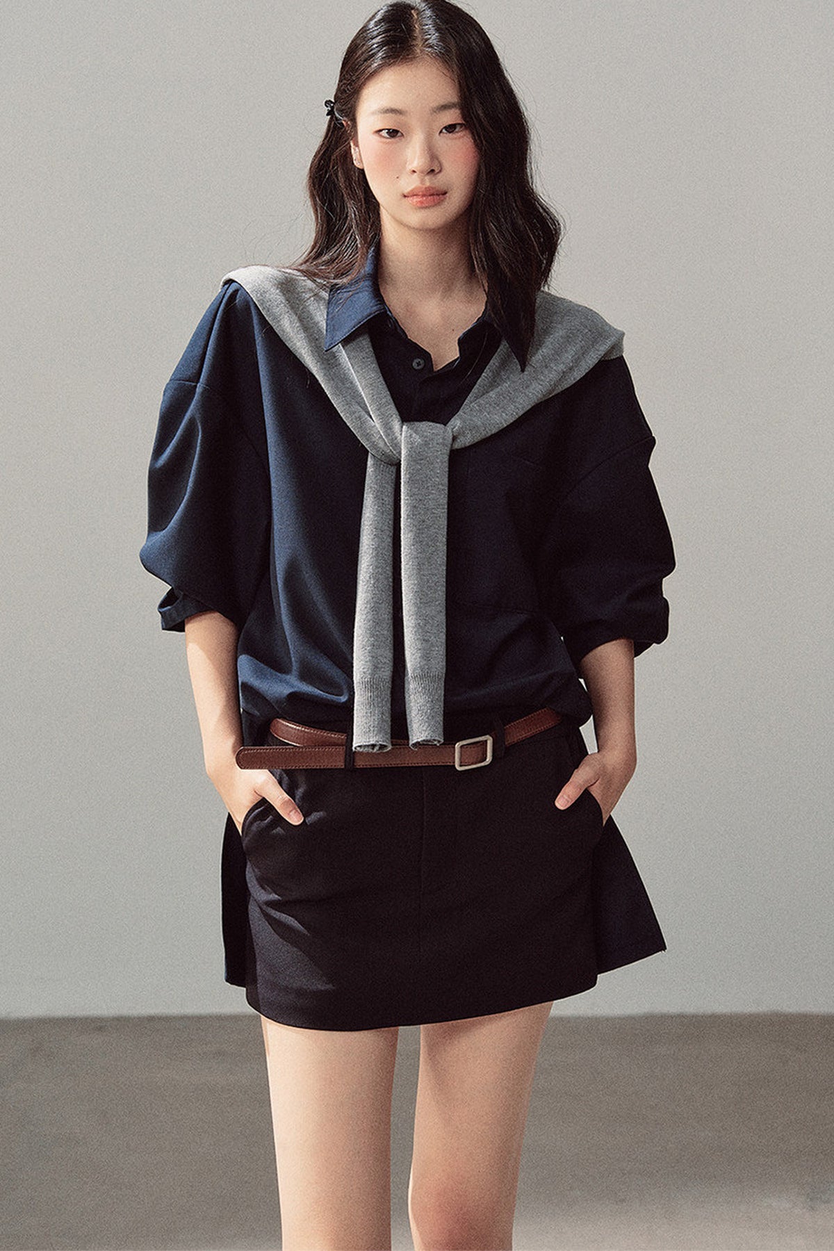 Preppy Layered Polo Dress Set