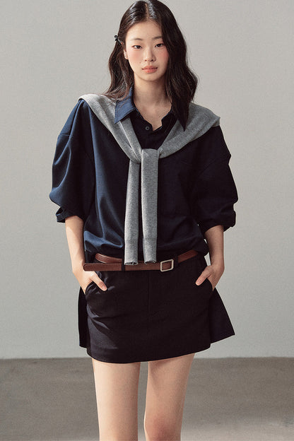 Preppy Layered Polo Dress Set