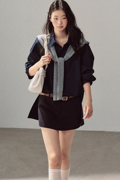 Preppy Layered Polo Dress Set
