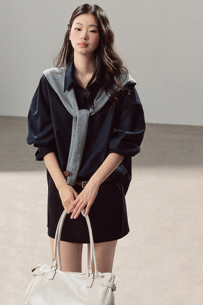 Preppy Layered Polo Dress Set