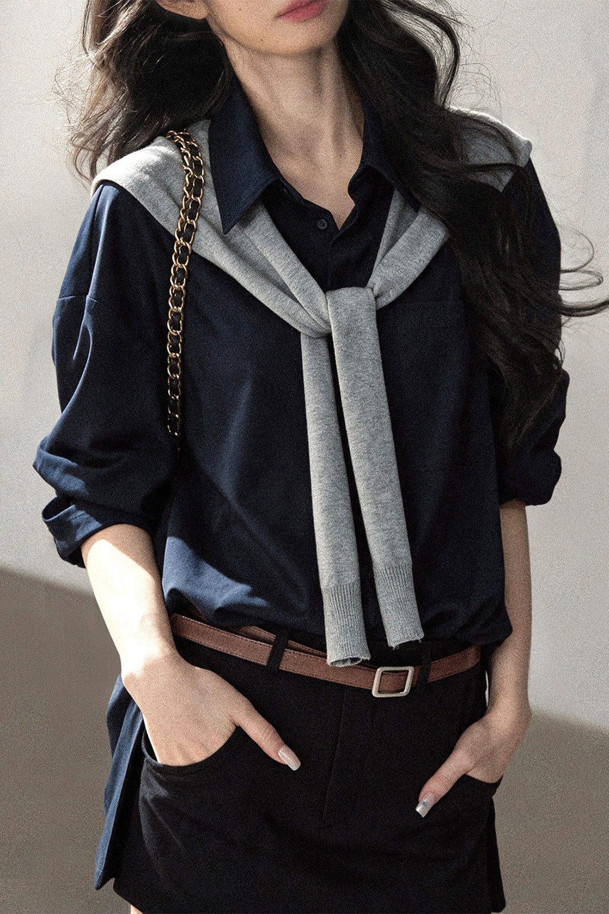 Preppy Layered Polo Dress Set