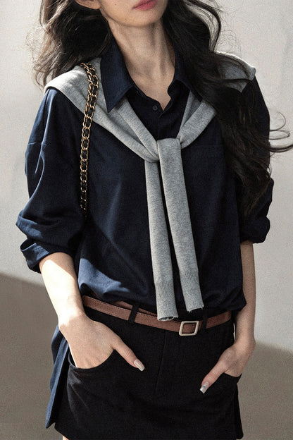 Preppy Layered Polo Dress Set