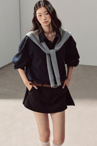 Preppy Layered Polo Dress Set