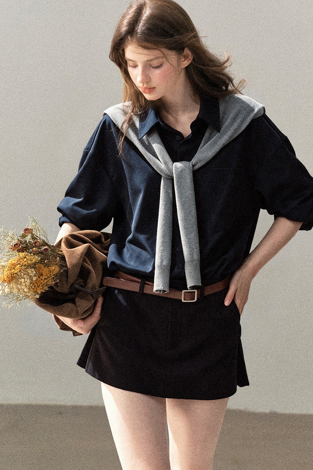 Preppy Layered Polo Dress Set