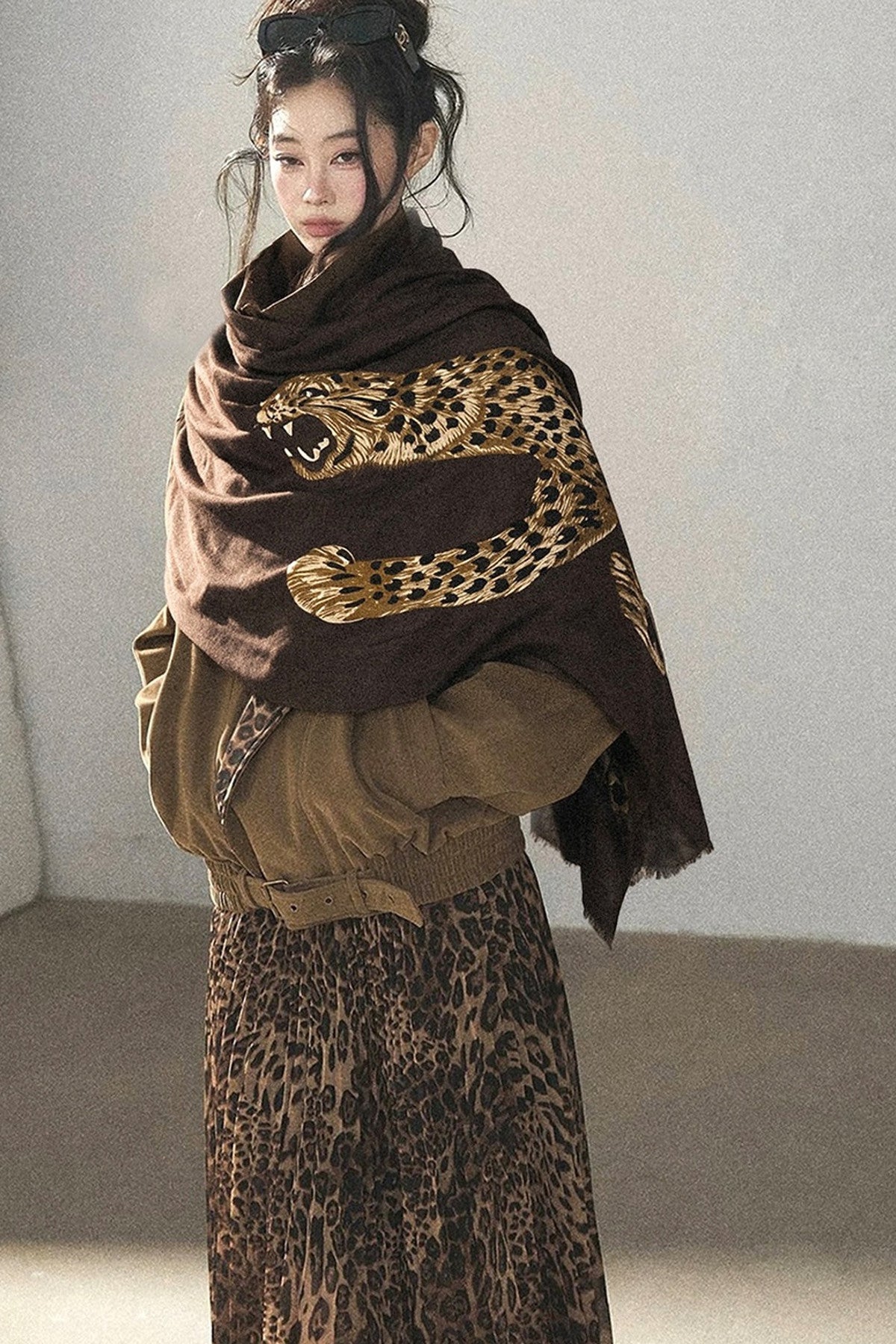 Autumn Leopard Print Shawl