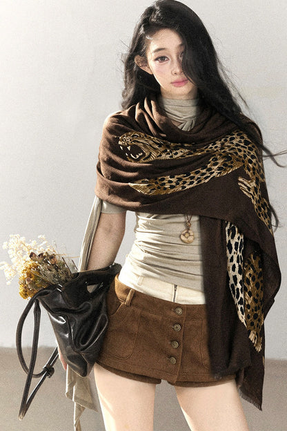 Autumn Leopard Print Shawl