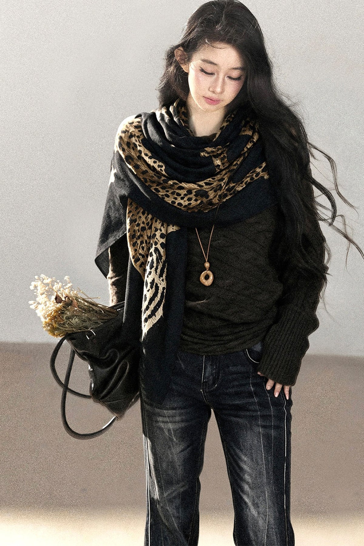 Autumn Leopard Print Shawl