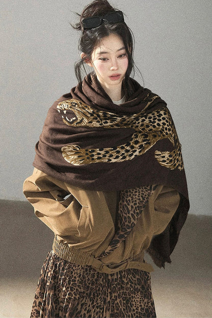 Autumn Leopard Print Shawl