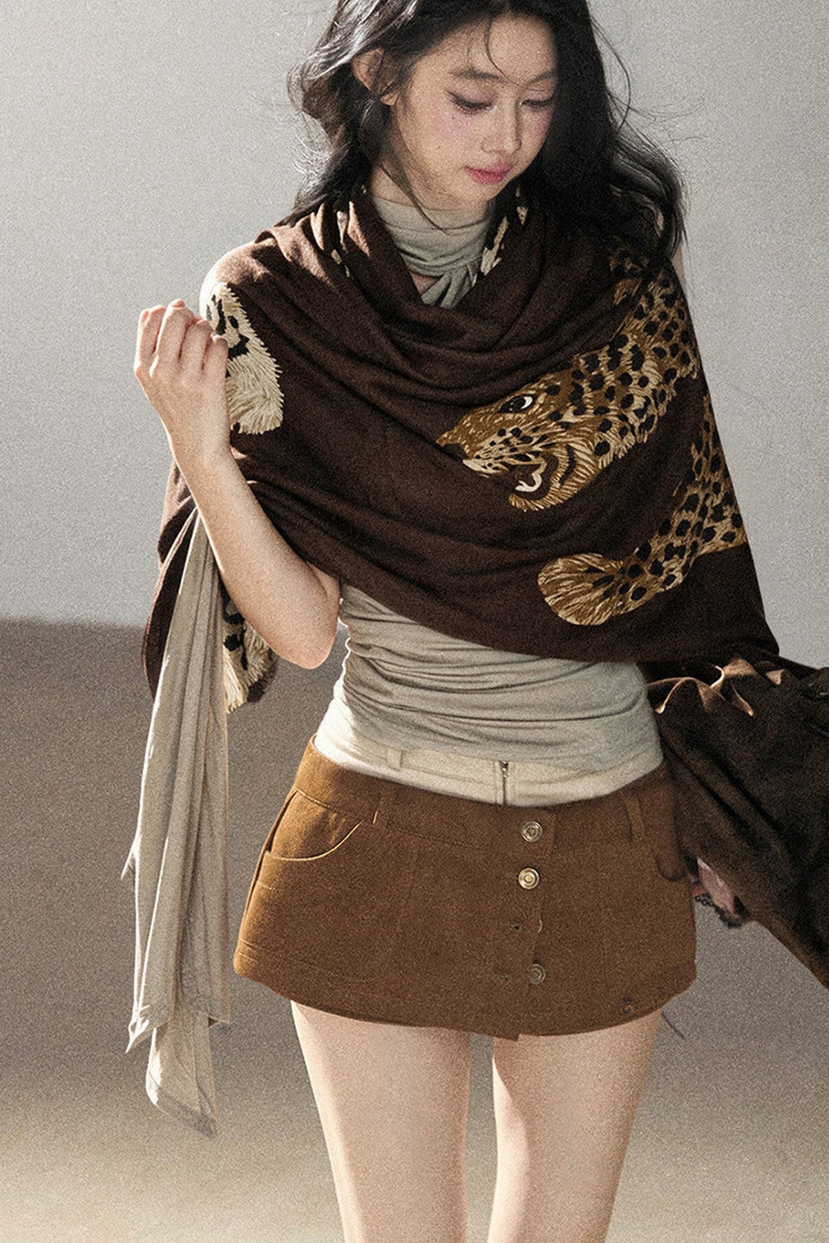 Autumn Leopard Print Shawl