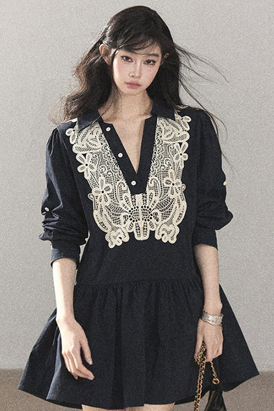 Navy Blue Lace Dress