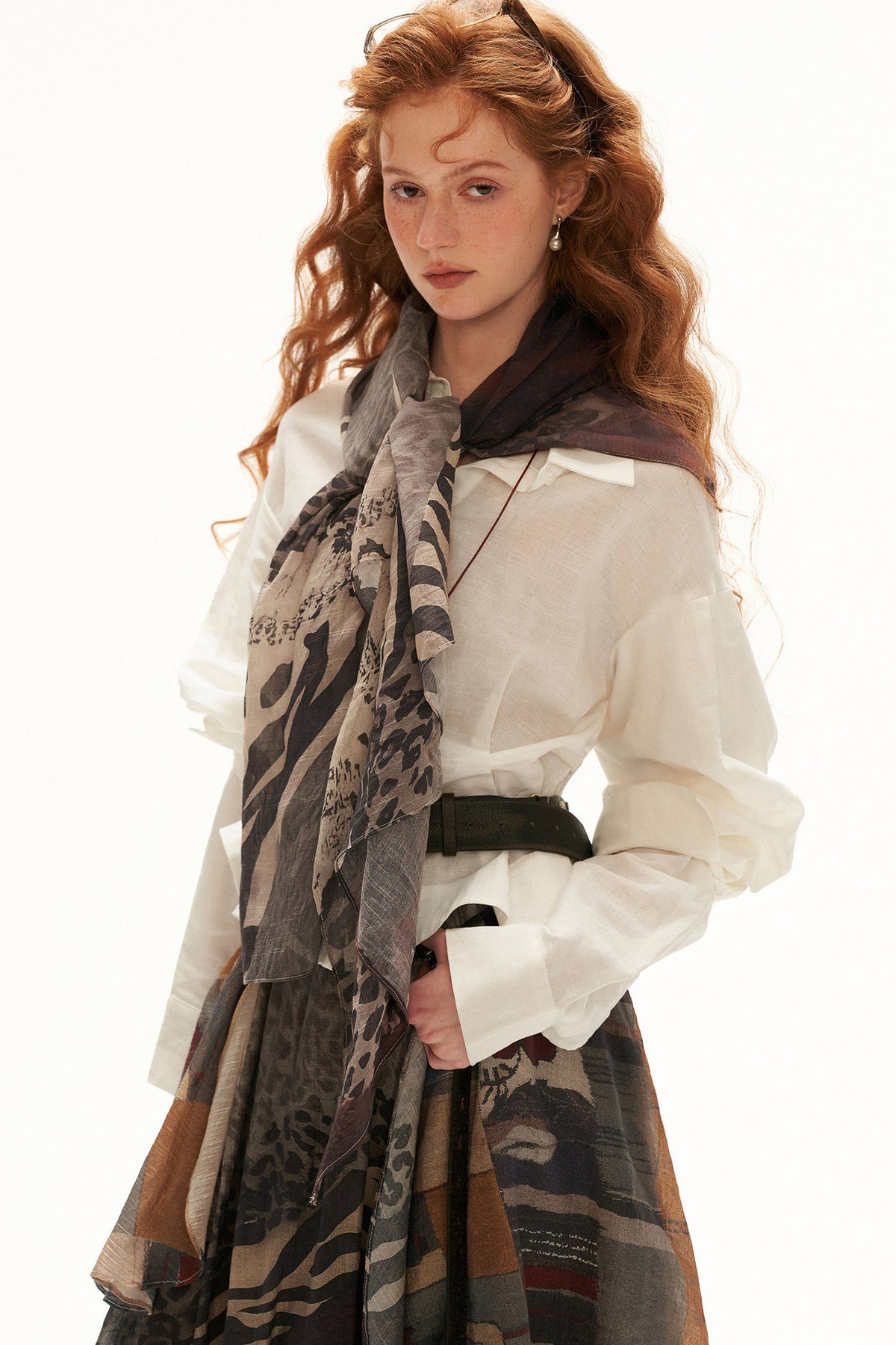 Cotton Linen Ruffle Sleeve Ruffle Hem Shirt