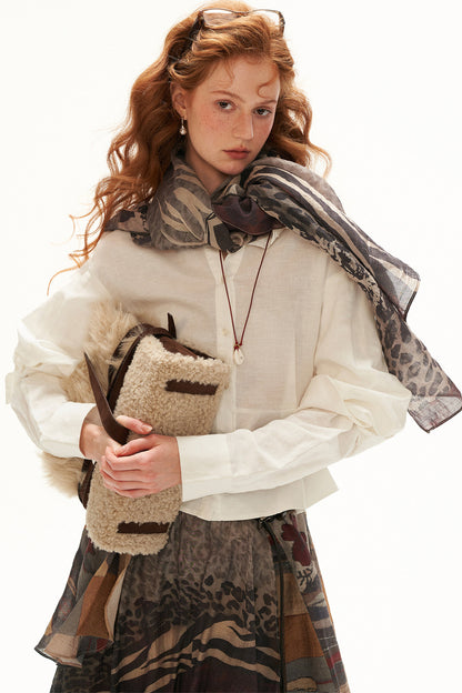 Cotton Linen Ruffle Sleeve Ruffle Hem Shirt