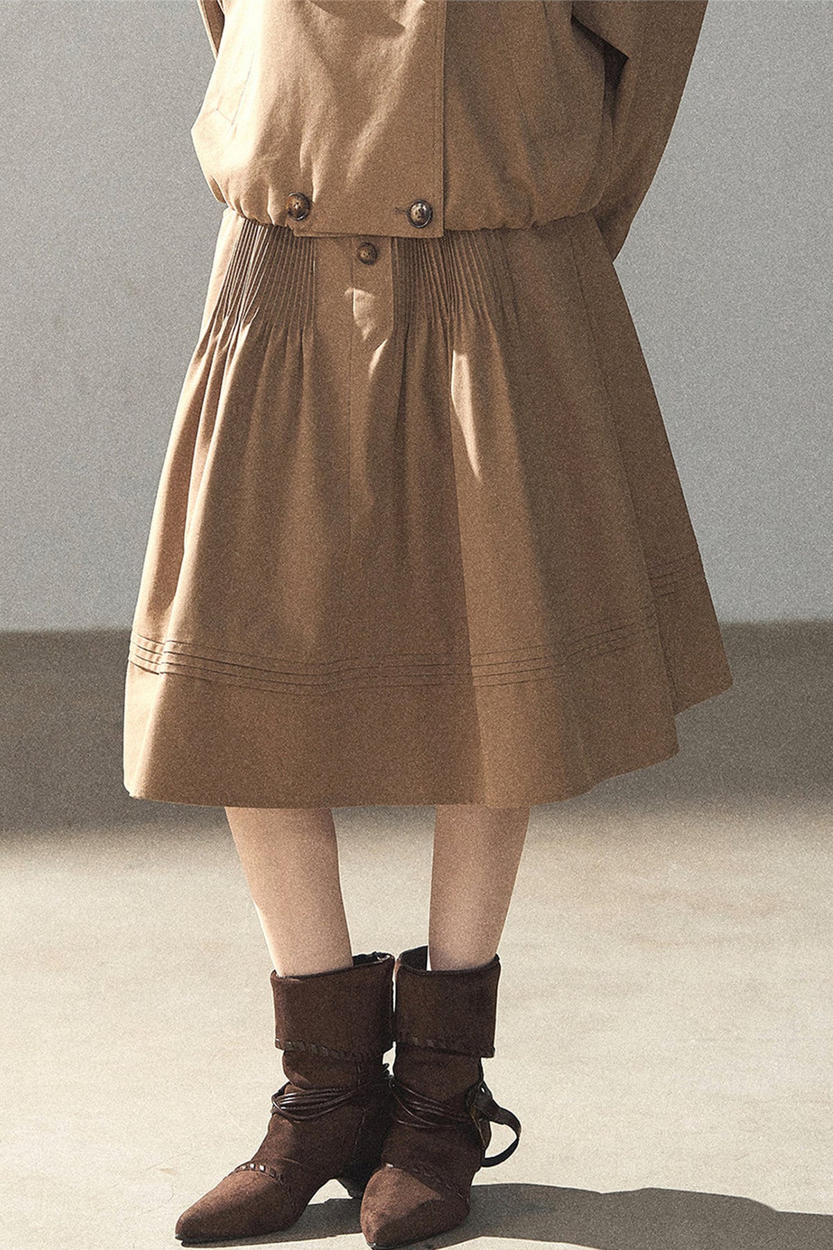 Chestnut Brown Jacket and Skirt Set-Up
