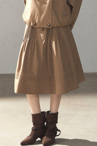 Chestnut Brown Jacket and Skirt Set-Up
