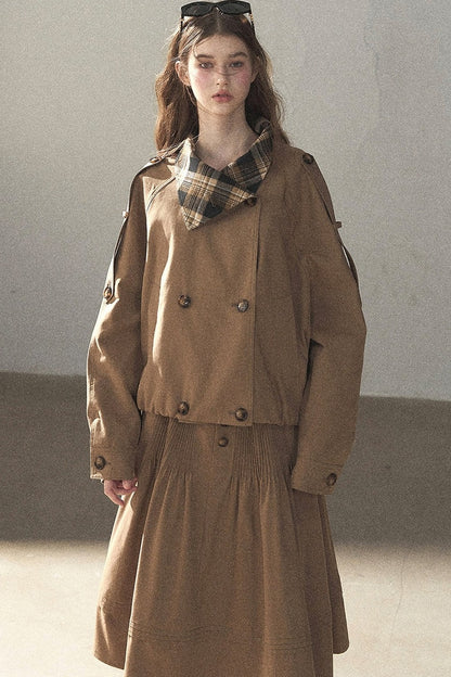Chestnut Brown Jacket and Skirt Set-Up