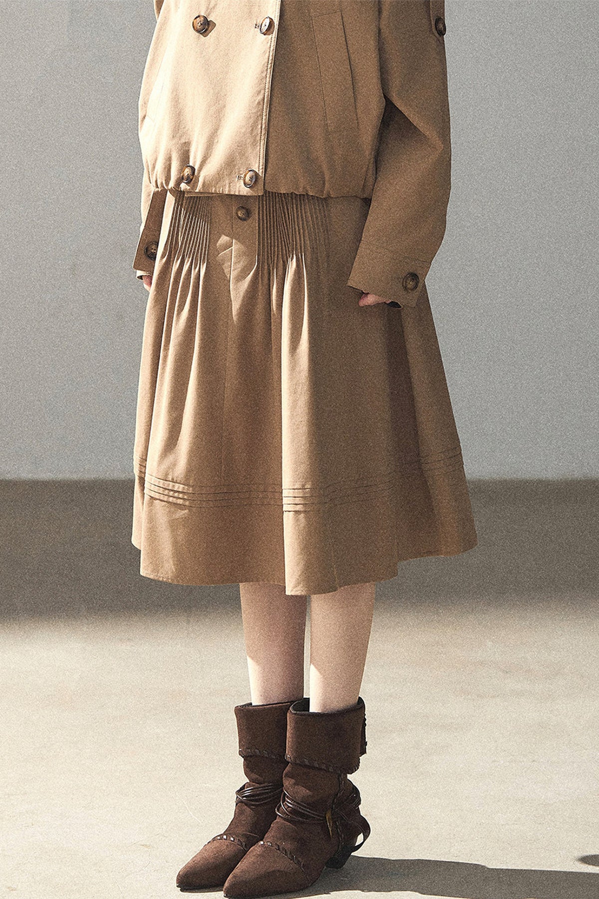 Chestnut Brown Jacket and Skirt Set-Up