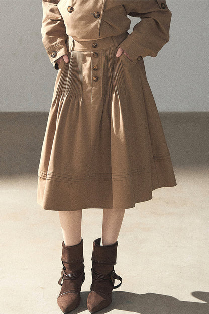 Chestnut Brown Jacket and Skirt Set-Up