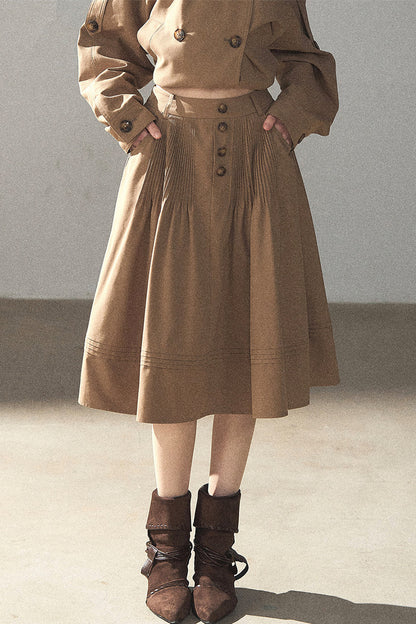 Chestnut Brown Jacket and Skirt Set-Up