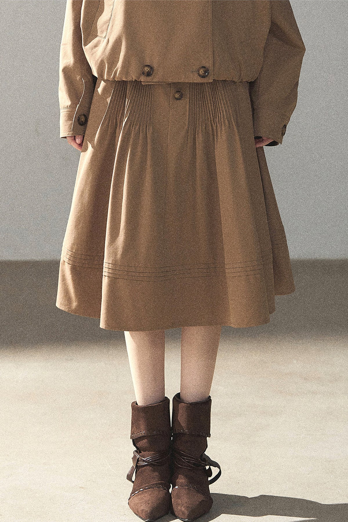 Chestnut Brown Jacket and Skirt Set-Up