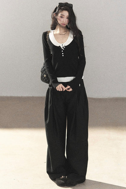 Striped Wide-Leg Pants