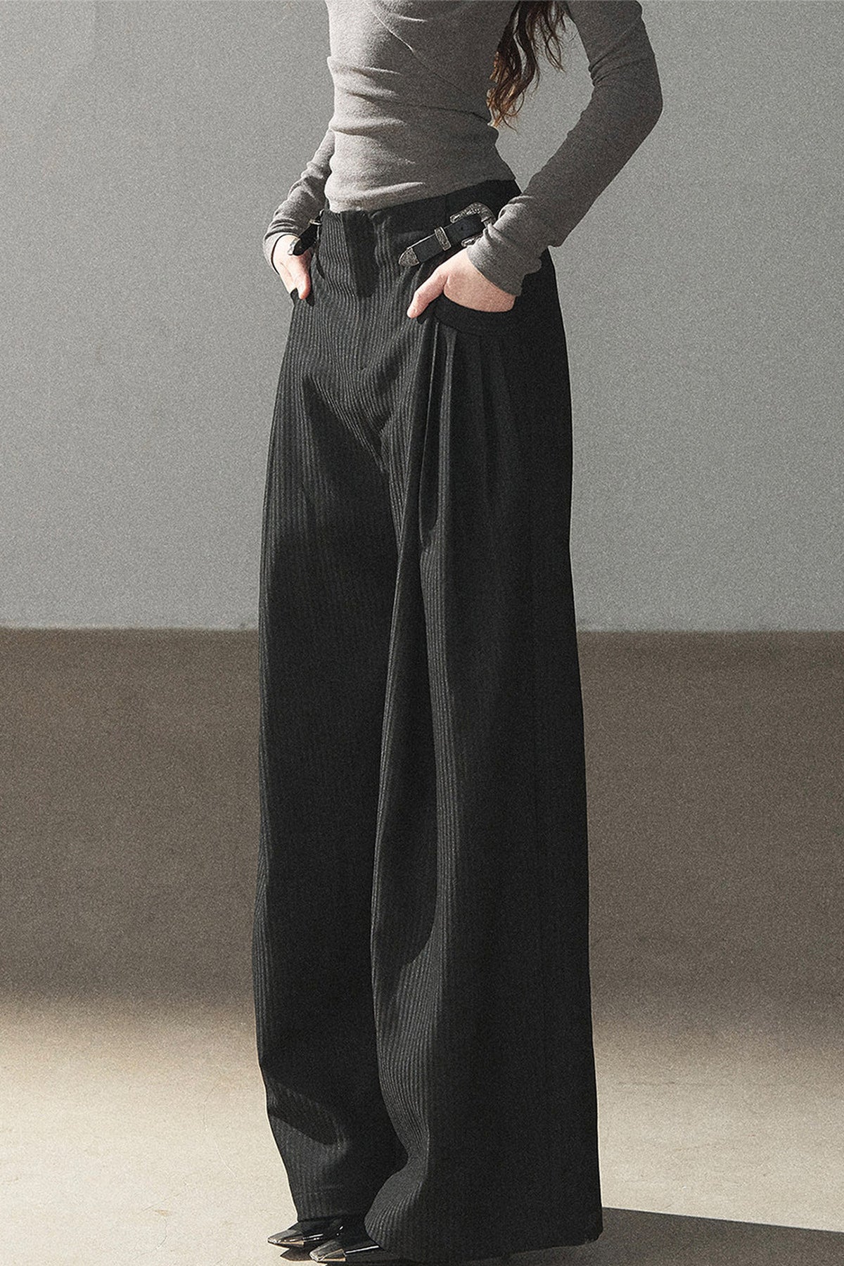 Striped Wide-Leg Pants