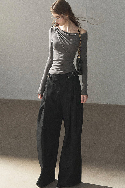 Striped Wide-Leg Pants