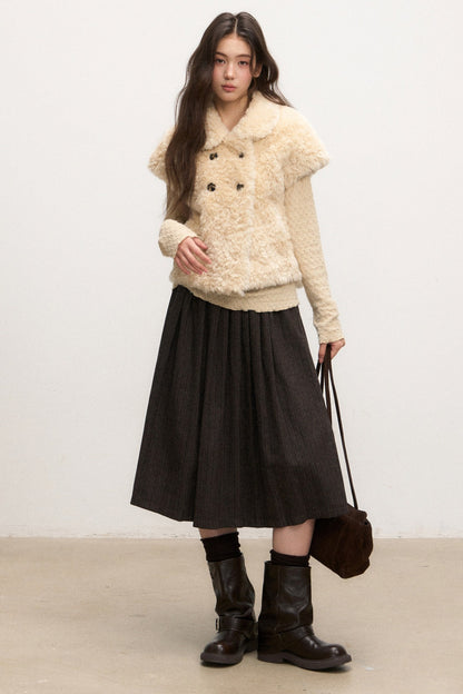 Doll Collar Lamb Wool Jacket Set-Up