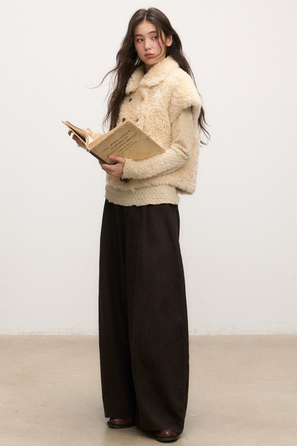 Doll Collar Lamb Wool Jacket Set-Up