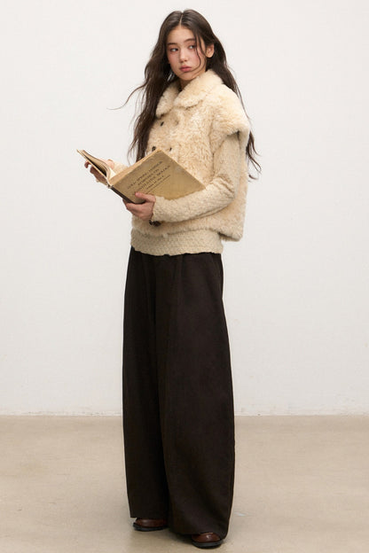 Doll Collar Lamb Wool Jacket Set-Up