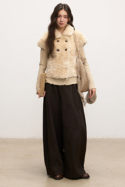 Doll Collar Lamb Wool Jacket Set-Up