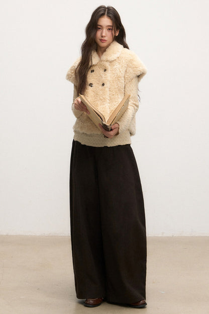 Doll Collar Lamb Wool Jacket Set-Up