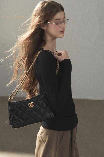 Ribbed Lace Knit Top