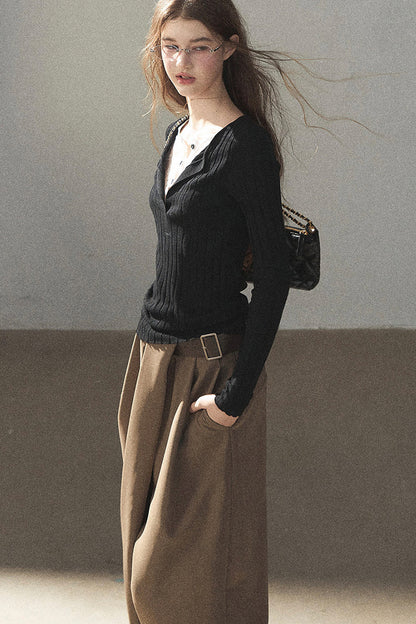 Ribbed Lace Knit Top