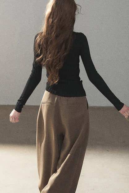 Ribbed Lace Knit Top