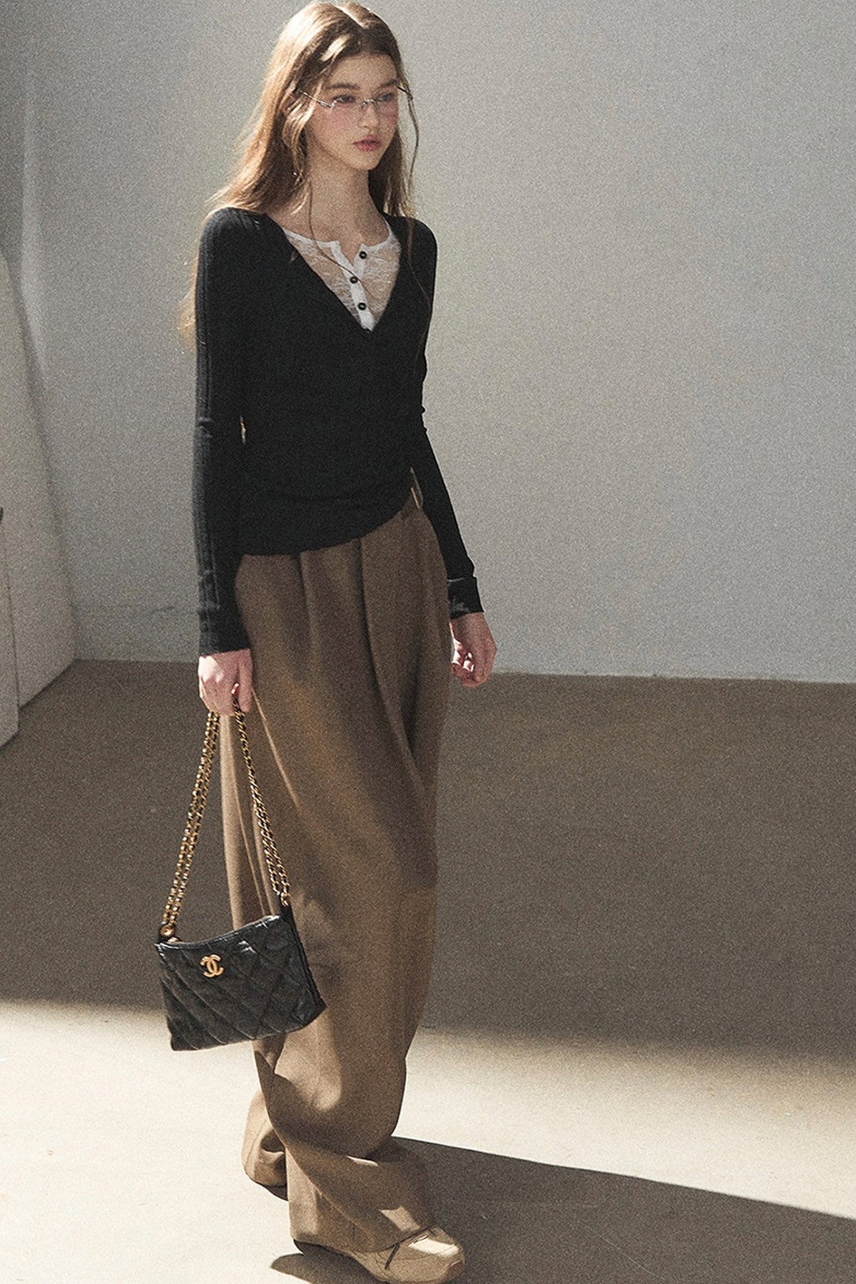 Ribbed Lace Knit Top