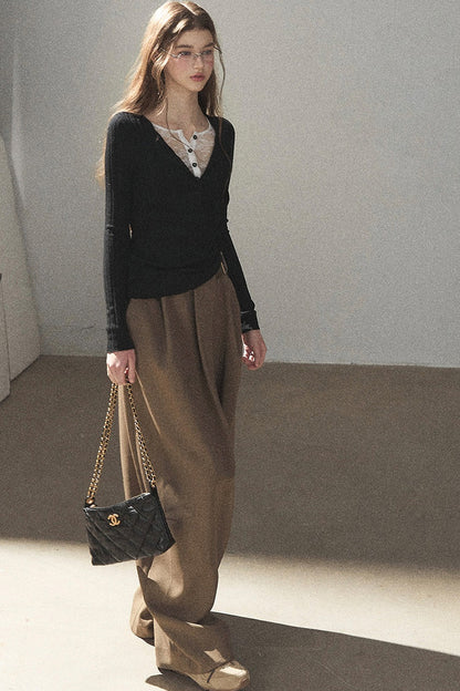 Ribbed Lace Knit Top