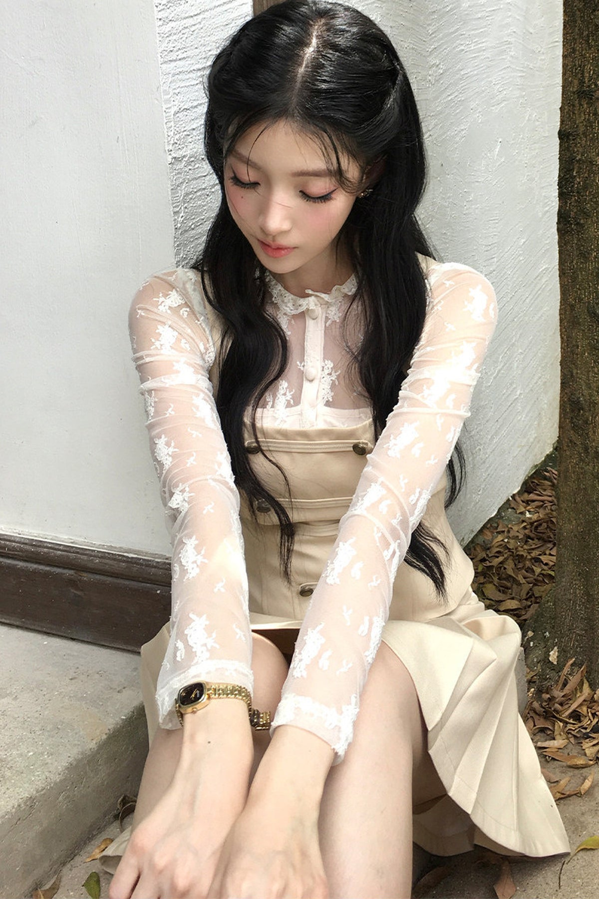 Korean Rich Girl Vest and Pleated Skirt Set-Up