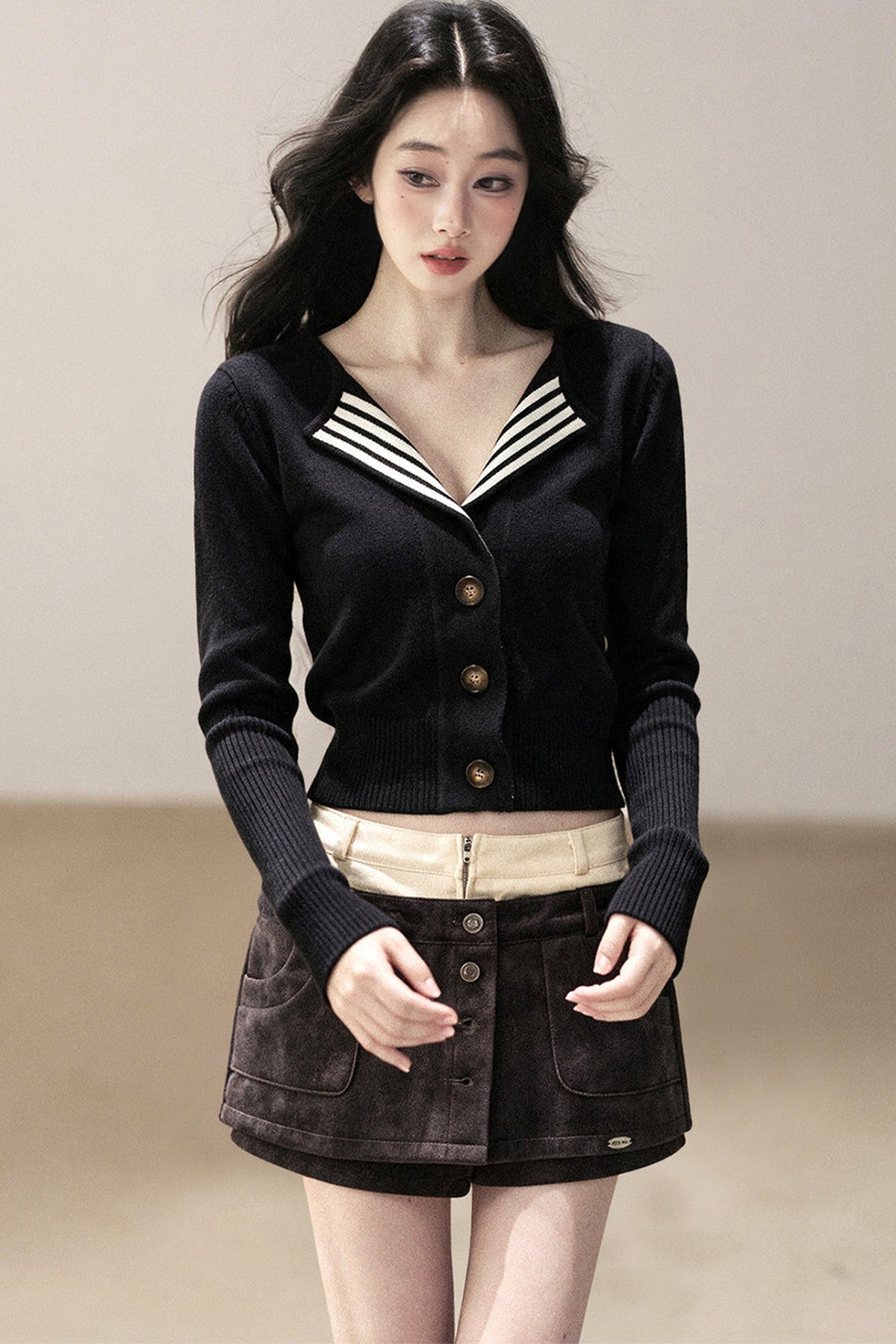 V-Neck Knit Cardigan Top