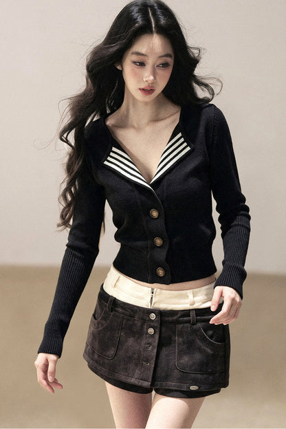 V-Neck Knit Cardigan Top