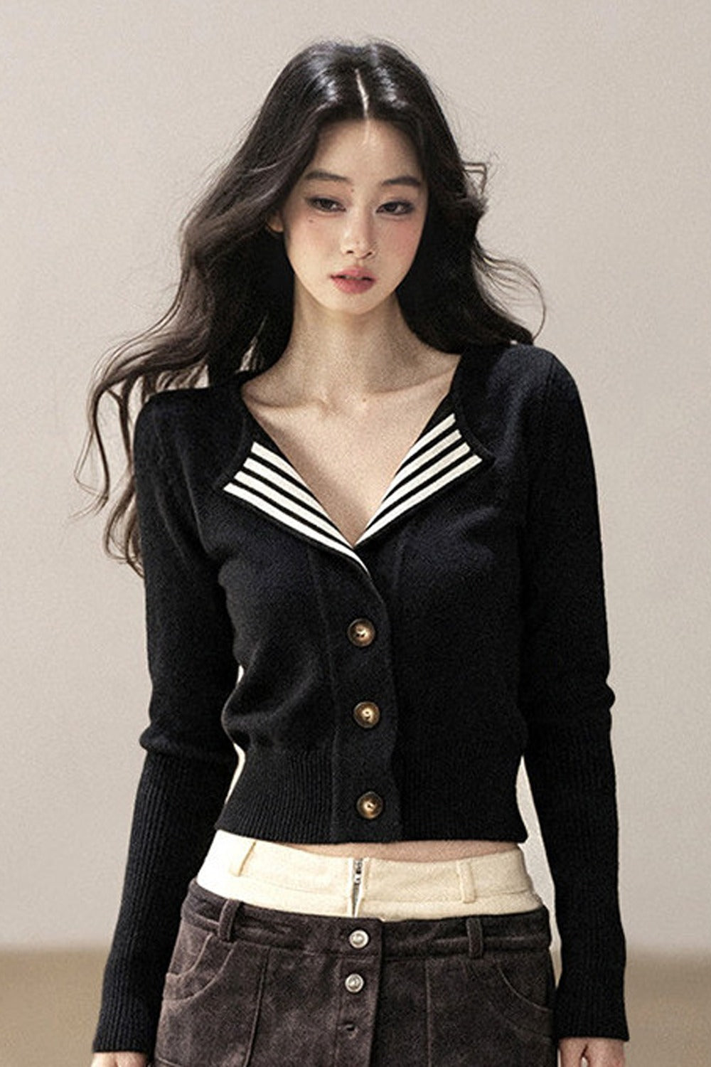 V-Neck Knit Cardigan Top